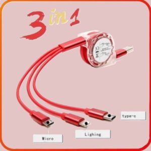 Multi charging 3 in 1 retractable cable with usb charging for all phone