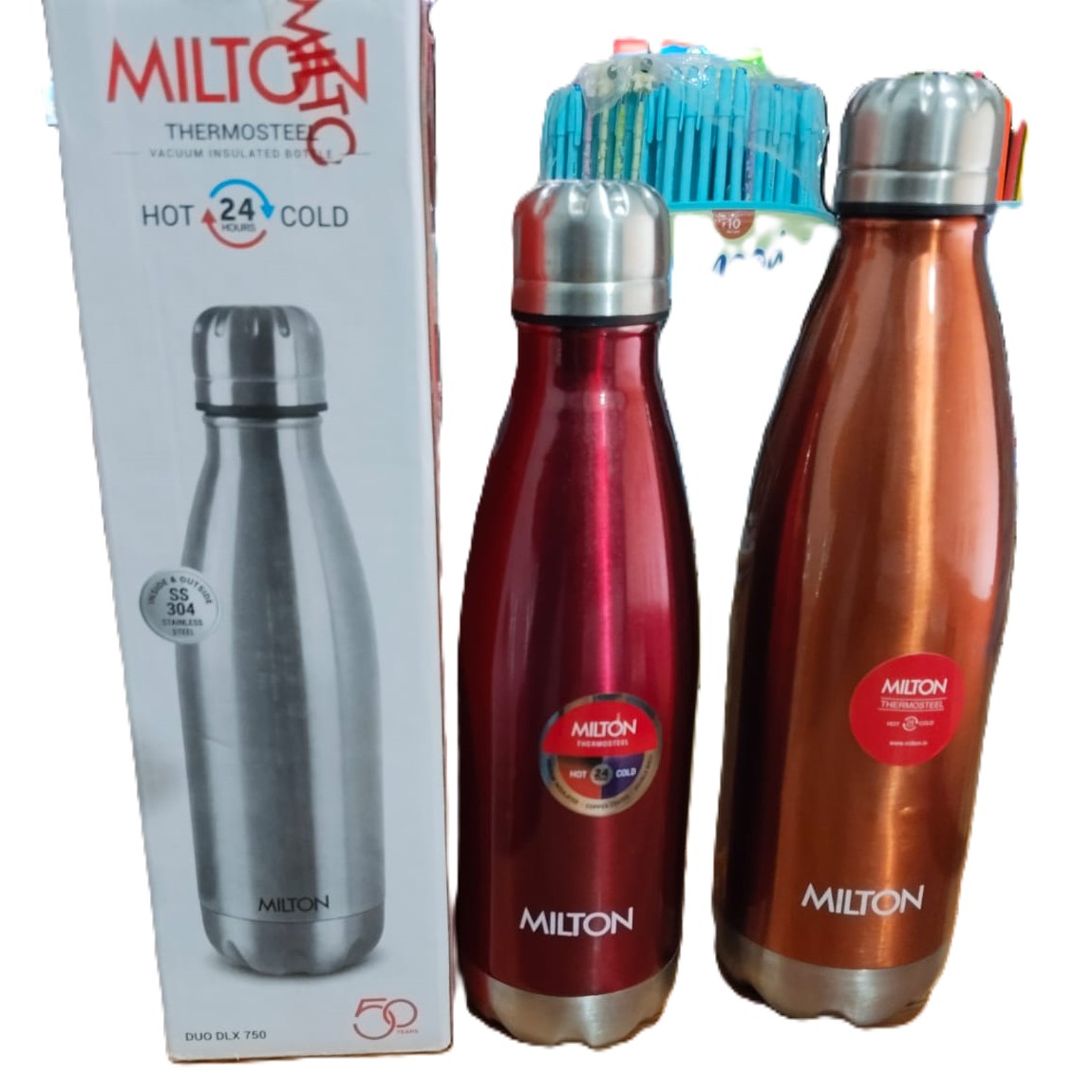 Milton Thermosteel Vacuum Insulated Bottle (DUO DLX 350ml–750ml)